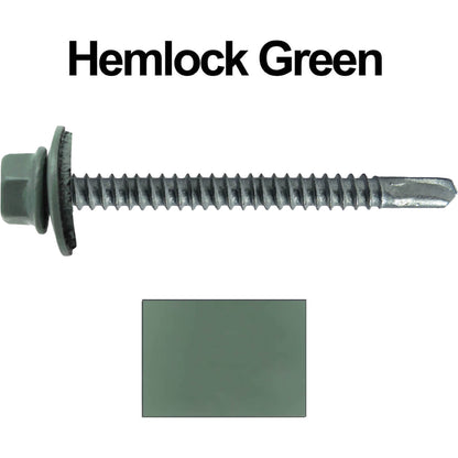 #12 X 3" Metal to Metal Type #3 Roofing Screws - Hex Washer Head - Self starting/self tapping - 5/8" EPDM washer. Colored head.