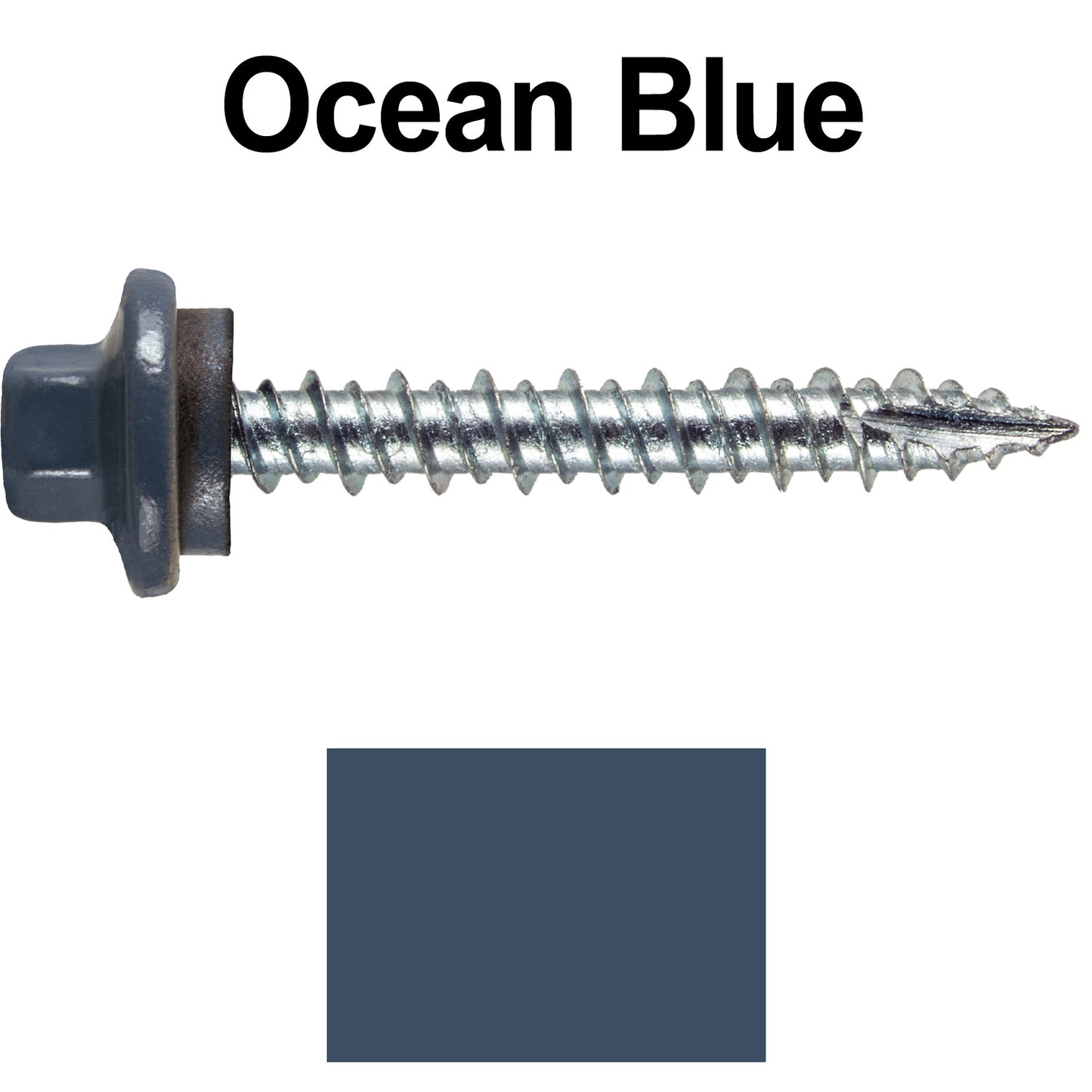 10 x 1-1/2" - STAINLESS HEX / ZINC Sheet Metal Roof Screw. Self starting metal to wood siding screws. EPDM washer. Colored head.