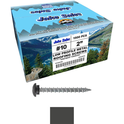 10 x 2" LOW PROFILE Star Head Roofing Screws - HI-LO Thread - Metal To Wood - T25 Torx Drive Head - EPDM washer.