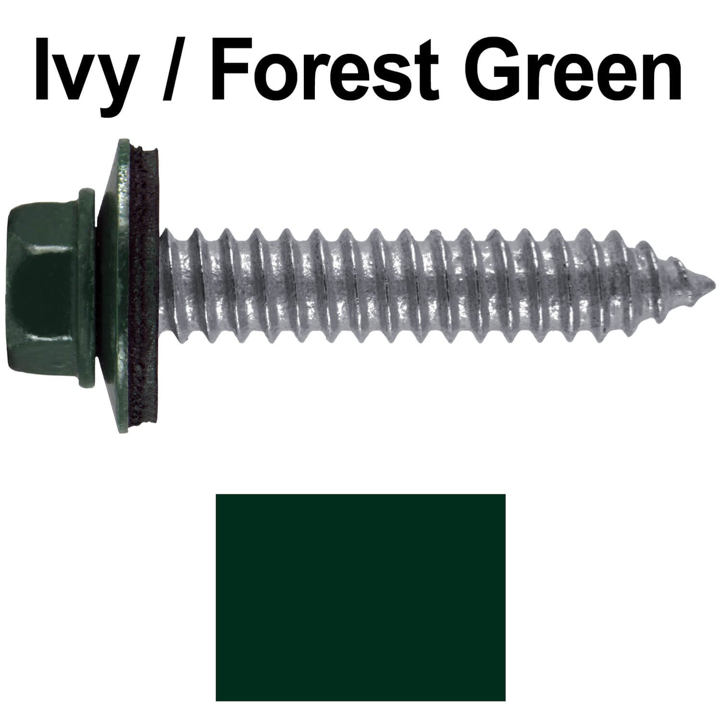 17 x 1-1/2 Metal Roofing Screws - Metal Panel to Metal Purlins and Recovery Screws - Hex Washer Head - EPDM washer.