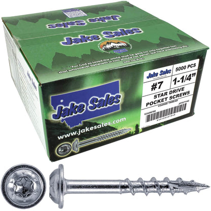 #7 Coarse Thread Pocket Hole Torx/Star Head Screws - Torx/Star Drive Pocket Hole Screws for Cabinetry & Furniture. - T-20 Torx Screw Head