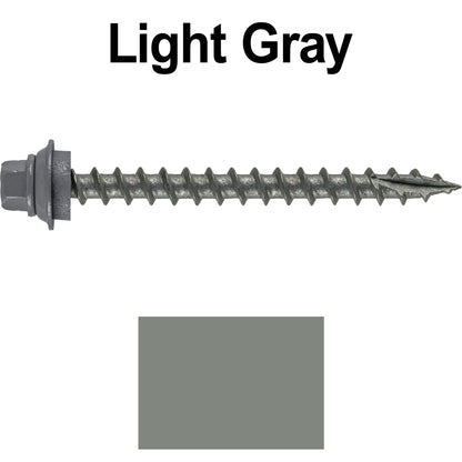 12 X 2-1/2" Metal Roofing Screws For OSB and Plywood - Galvanized Metal to Wood Type 17 Tip - 1/4" Hex Head - Assembled EPDM Washer
