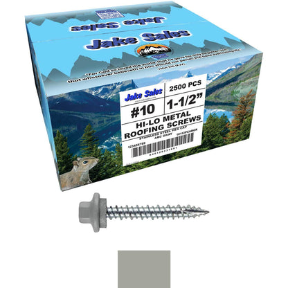 10 x 1-1/2" - STAINLESS HEX / ZINC Sheet Metal Roof Screw. Self starting metal to wood siding screws. EPDM washer. Colored head.