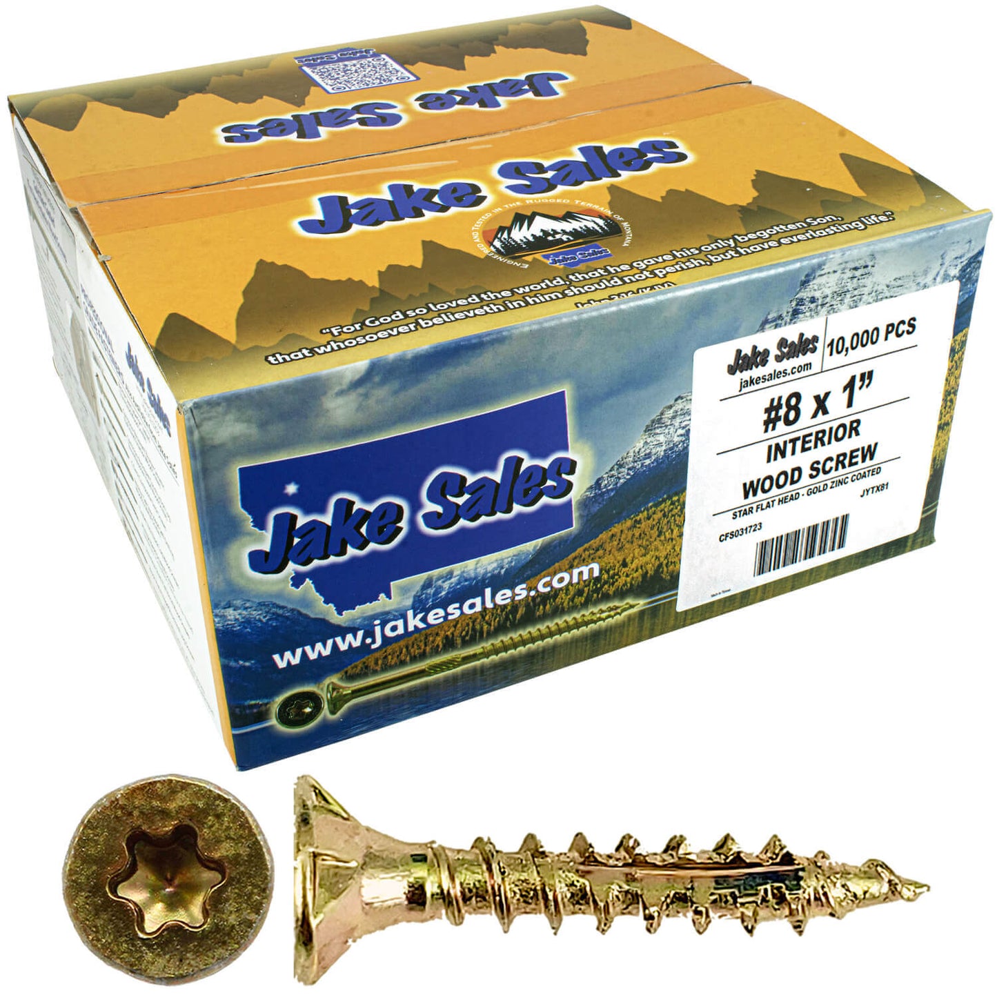 #8 Yellow Zinc Coated General Purpose Wood Screws. Torx/Star Drive Head - Multipurpose Torx/Star Drive Wood Screws