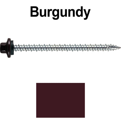 10 x 3” - STAINLESS HEX / ZINC Sheet Metal Roof Screw. Self starting metal to wood siding screws. EPDM washer. Colored head.
