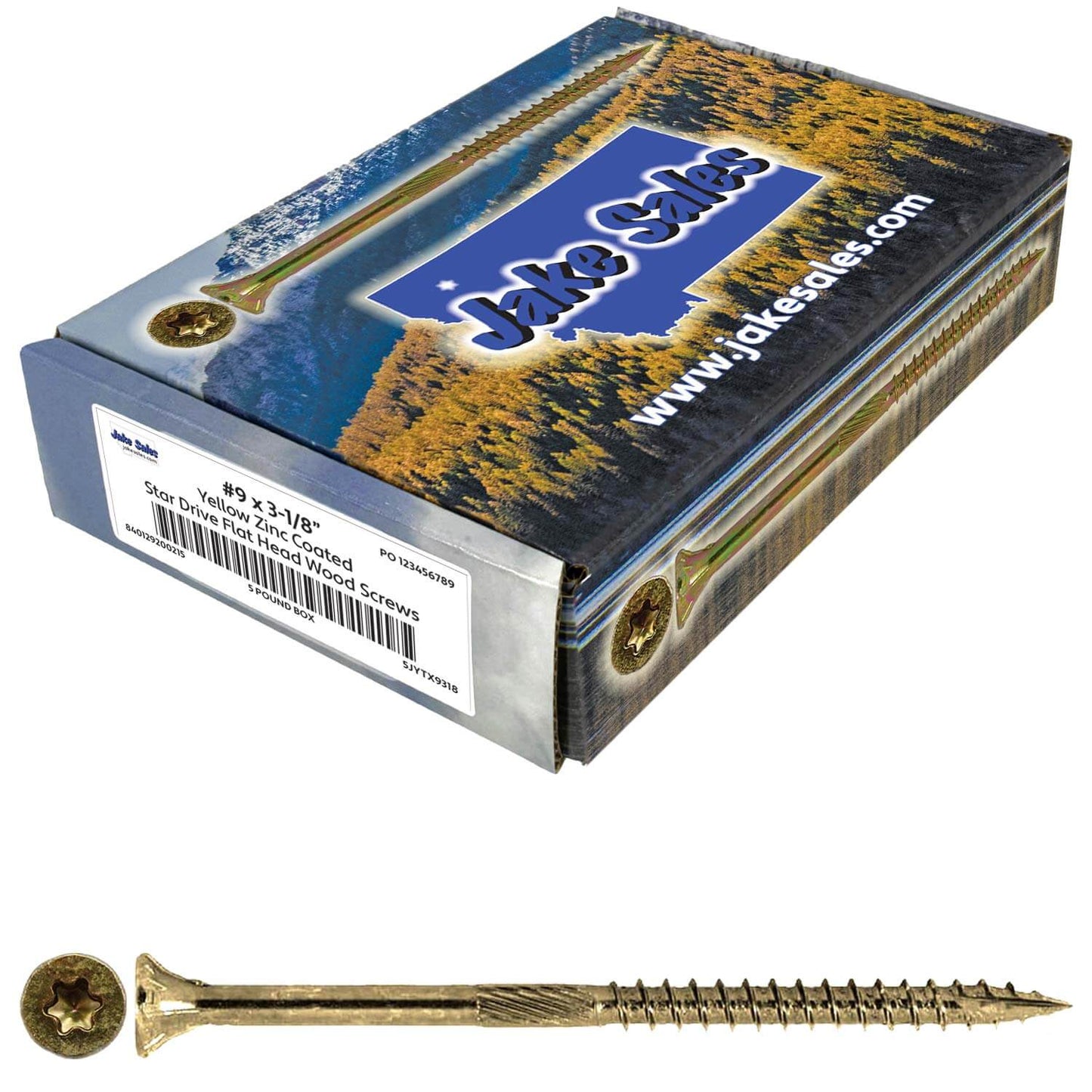 #9 Yellow Zinc Coated General Purpose Wood Screws. Torx/Star Drive Head - Multipurpose Torx/Star Drive Wood Screws