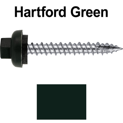 10 X 1-1/2" HI-LO Zinc Aluminum Cap Metal Roofing Screws - Hex Washer Head - Self starting/self tapping - EPDM washer. Colored head.