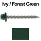 #9 x 2" Stainless Steel Metal Roofing Screws - Hex Washer Head - Self-Piercing (SP) tip metal to wood. EPDM washer. Colored head.