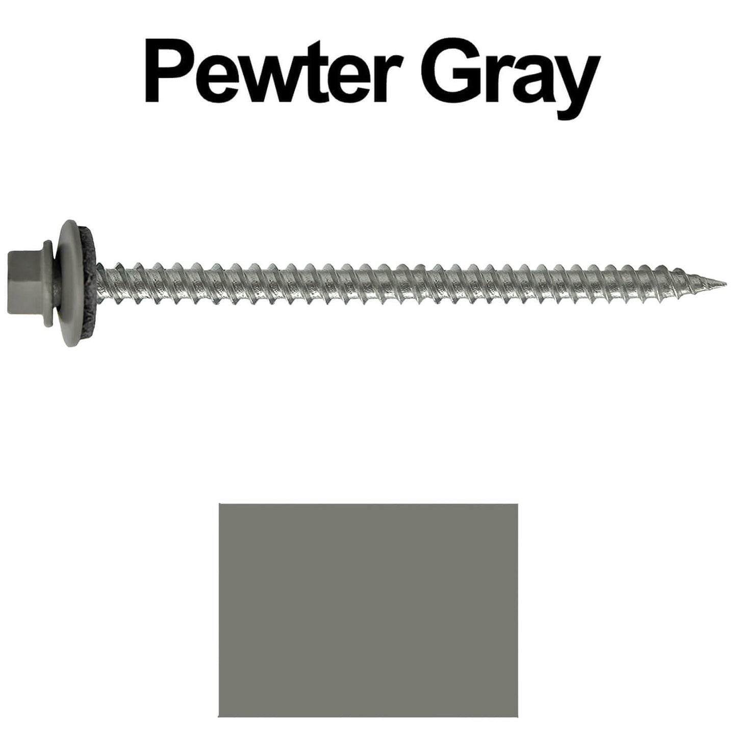 #9 x 3" Stainless Steel Metal Roofing Screws - Hex Washer Head - Self starting/self tapping - EPDM washer. Colored head.