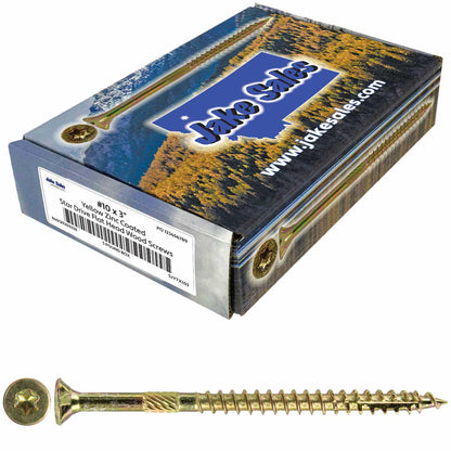 #10 Gold Star/Torx Drive Zinc Coated T-25 Flat Head Wood Screws