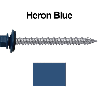 #10 x 2" Metal ROOFING SCREWS - Hex Washer Head - Self starting/self tapping - EPDM washer. Colored head.