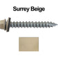 #14 x 2" Metal ROOFING SCREWS - Hex Washer Head - Self starting/self tapping - EPDM washer. Colored head.