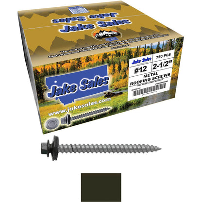#12 x 2-1/2" RE-GRIP METAL ROOFING SCREWS - Hex Washer Head - Self starting/self tapping - EPDM washer. Colored head.