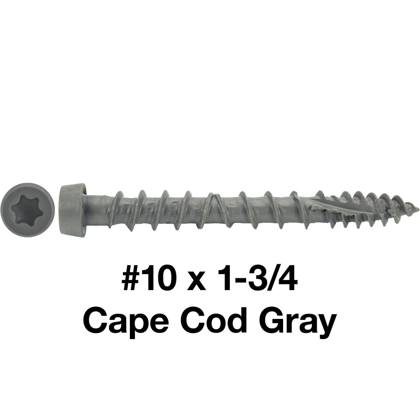 10 x 1-3/4"  Composite Decking Screws. Exterior Coated, Pressure Treated and ACQ Lumber Compatible. Use T20 Torx/Star Dive Bit