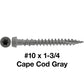 #10 x 1-3/4" Colored Composite Decking Wood Screws with Torx/Star Drive Head (T20 Bit), Exterior Coated, Compatible with Pressure Treated and ACQ Lumber