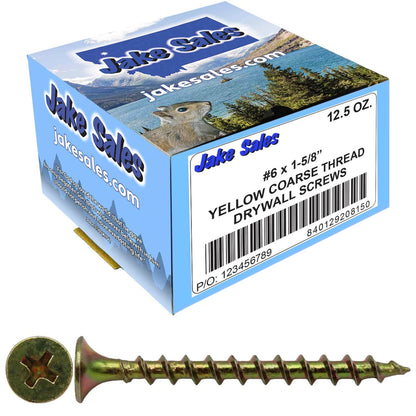 Yellow Zinc Coarse Thread Drywall, Gypsum board, Sheetrock, Plasterboard Screws. Use for all purpose wood screws