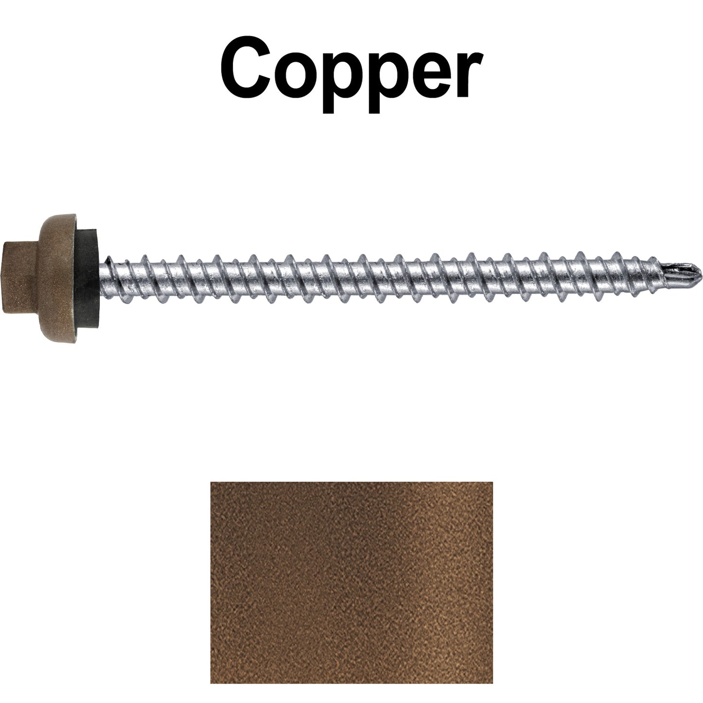 10 X 2-1/2" Zinc Aluminum Cap MINI-DRILLER Roofing Screws HI-LO THREAD Zinc Plated Carbon Steel Shank - EPDM Washer - Colored head