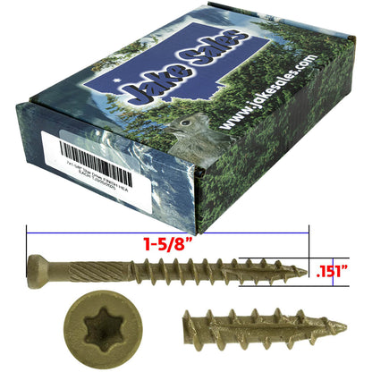 #7 Bronze Coated Multipurpose Wood Screw Torx/Star Tiny Finish Head - Exterior Coated - ACQ Compatible Wood Screws