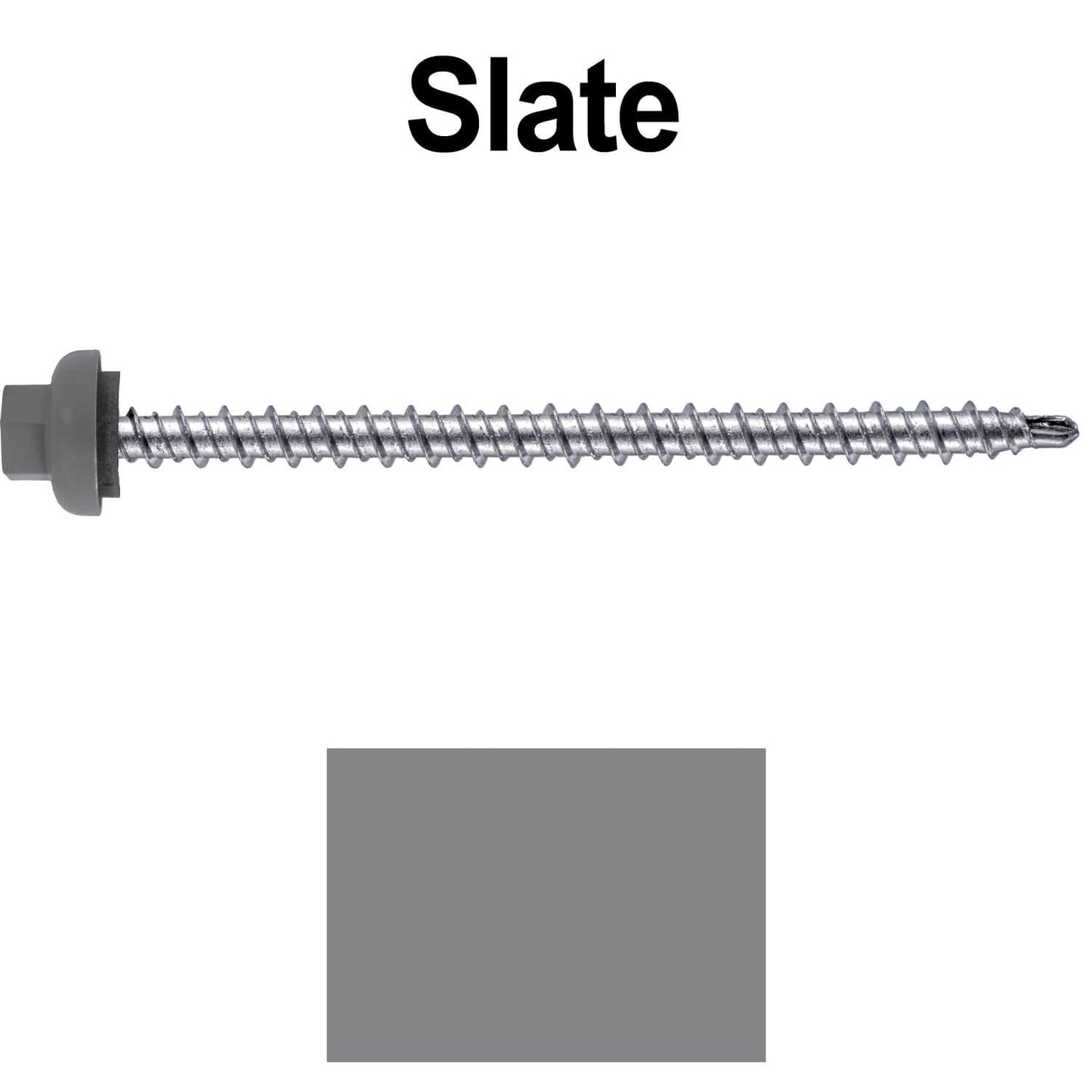 10 X 3" Zinc Aluminum Cap MINI-DRILLER Roofing Screws HI-LO THREAD Zinc Plated Carbon Steel Shank - EPDM Washer - Colored head