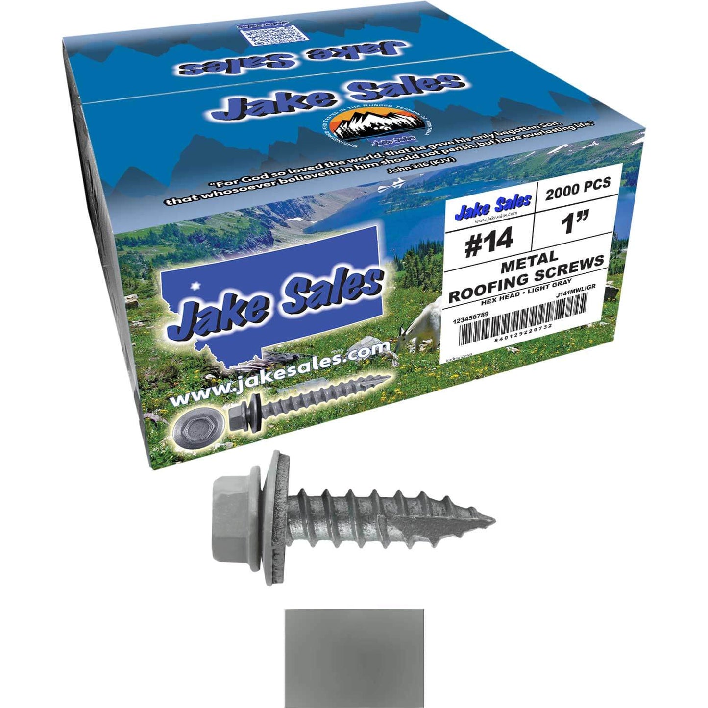 #14 x 1"  Metal ROOFING SCREWS - Hex Washer Head - Self starting/self tapping - EPDM washer. Colored head.