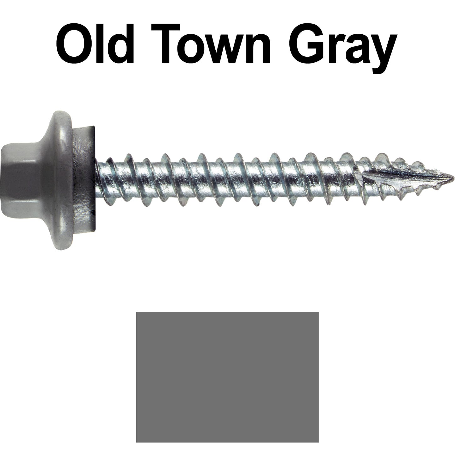 10 x 1-1/2" - STAINLESS HEX / ZINC Sheet Metal Roof Screw. Self starting metal to wood siding screws. EPDM washer. Colored head.