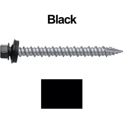 #10 x 2" Metal ROOFING SCREWS - Hex Washer Head - Self starting/self tapping - EPDM washer. Colored head.