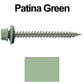 #9 x 2" Stainless Steel Metal Roofing Screws - Hex Washer Head - Self-Piercing (SP) tip metal to wood. EPDM washer. Colored head.