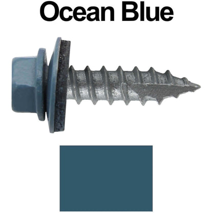#14 x 1"  Metal ROOFING SCREWS - Hex Washer Head - Self starting/self tapping - EPDM washer. Colored head.