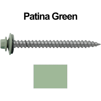 #12 x 2-1/2" RE-GRIP METAL ROOFING SCREWS - Hex Washer Head - Self starting/self tapping - EPDM washer. Colored head.