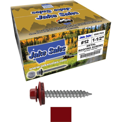 #12 x 1-1/2"  RE-GRIP METAL ROOFING SCREWS - Hex Washer Head - Self starting/self tapping - EPDM washer. Colored head.