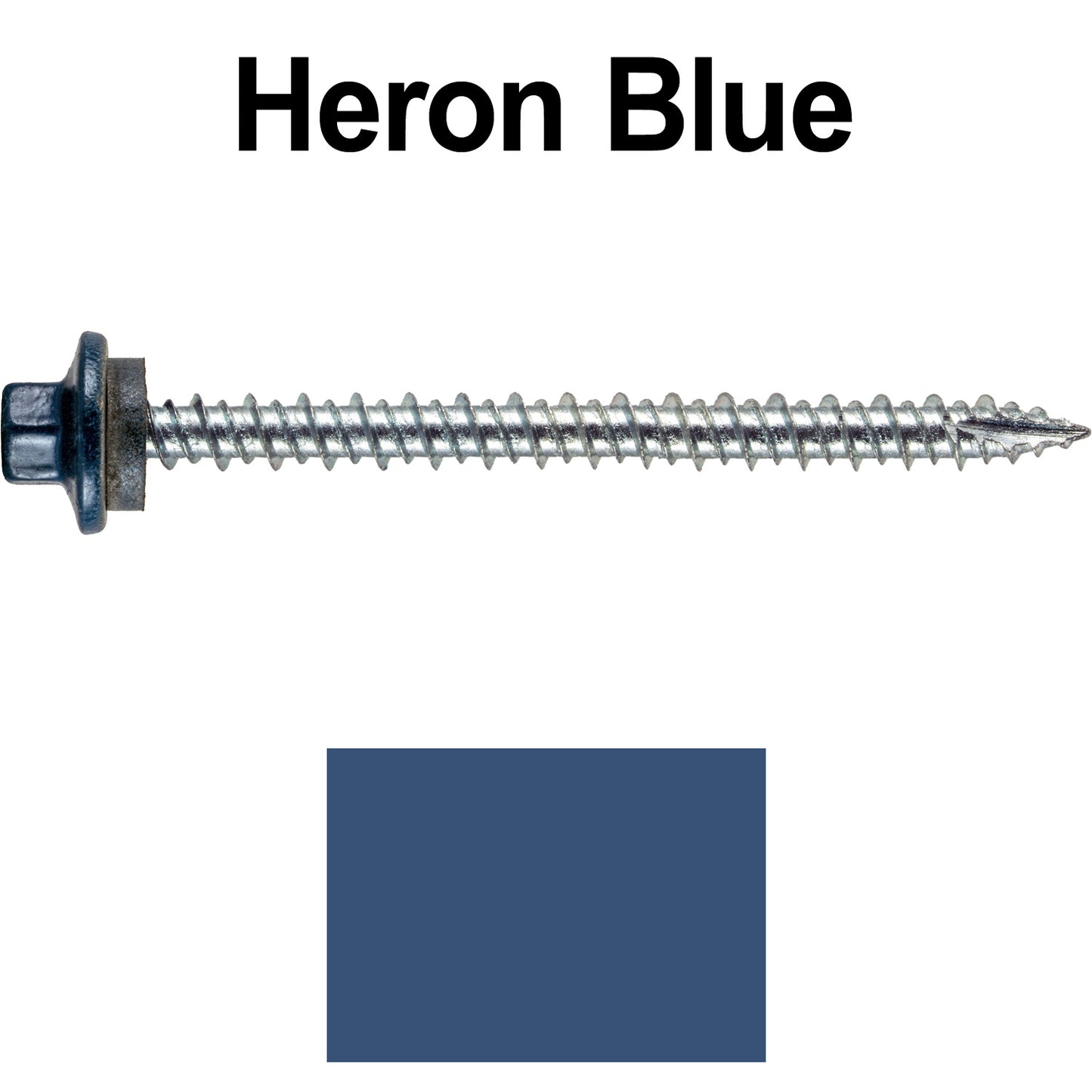 10 x 2-1/2” - STAINLESS HEX / ZINC Sheet Metal Roof Screw. Self starting metal to wood siding screws. EPDM washer. Colored head.