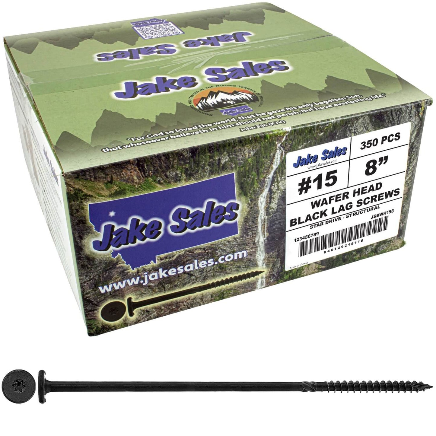 #15 Black Wafer Head Structural Lag Screws. Used for Log Construction, Timber Framing, Laminated Beams and Pole Barns Among Other Uses. T-30 Torx/Star Drive