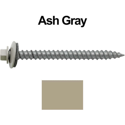 #12 x 2-1/2" RE-GRIP METAL ROOFING SCREWS - Hex Washer Head - Self starting/self tapping - EPDM washer. Colored head.