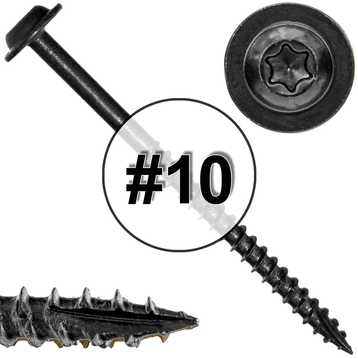 #10 Round Washer Head Truss Head Screw. Torx/Star Drive Head Wood Screws. Multipurpose Cabinet, Furniture, Siding and Trim and General Construction
