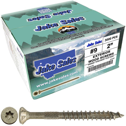 #9 x 1-1/2" - 3-1/8" Bronze Exterior Coated Wood Screw Torx/Star Drive Head - Multipurpose Exterior Coated Torx/Star Drive Wood Screws