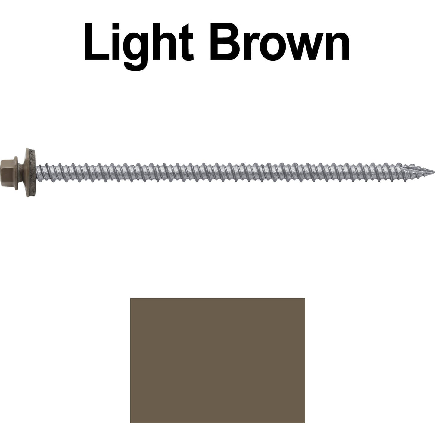 #10 x 4" Metal ROOFING SCREWS - Hex Washer Head - Self starting/self tapping - EPDM washer. Colored head.