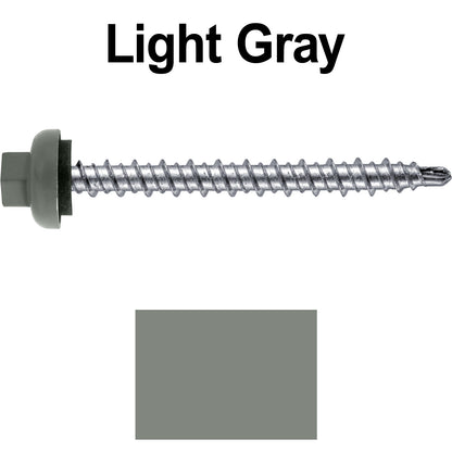 10 X 2” Zinc Aluminum Cap MINI-DRILLER Roofing Screws HI-LO THREAD Zinc Plated Carbon Steel Shank - EPDM Washer - Colored head