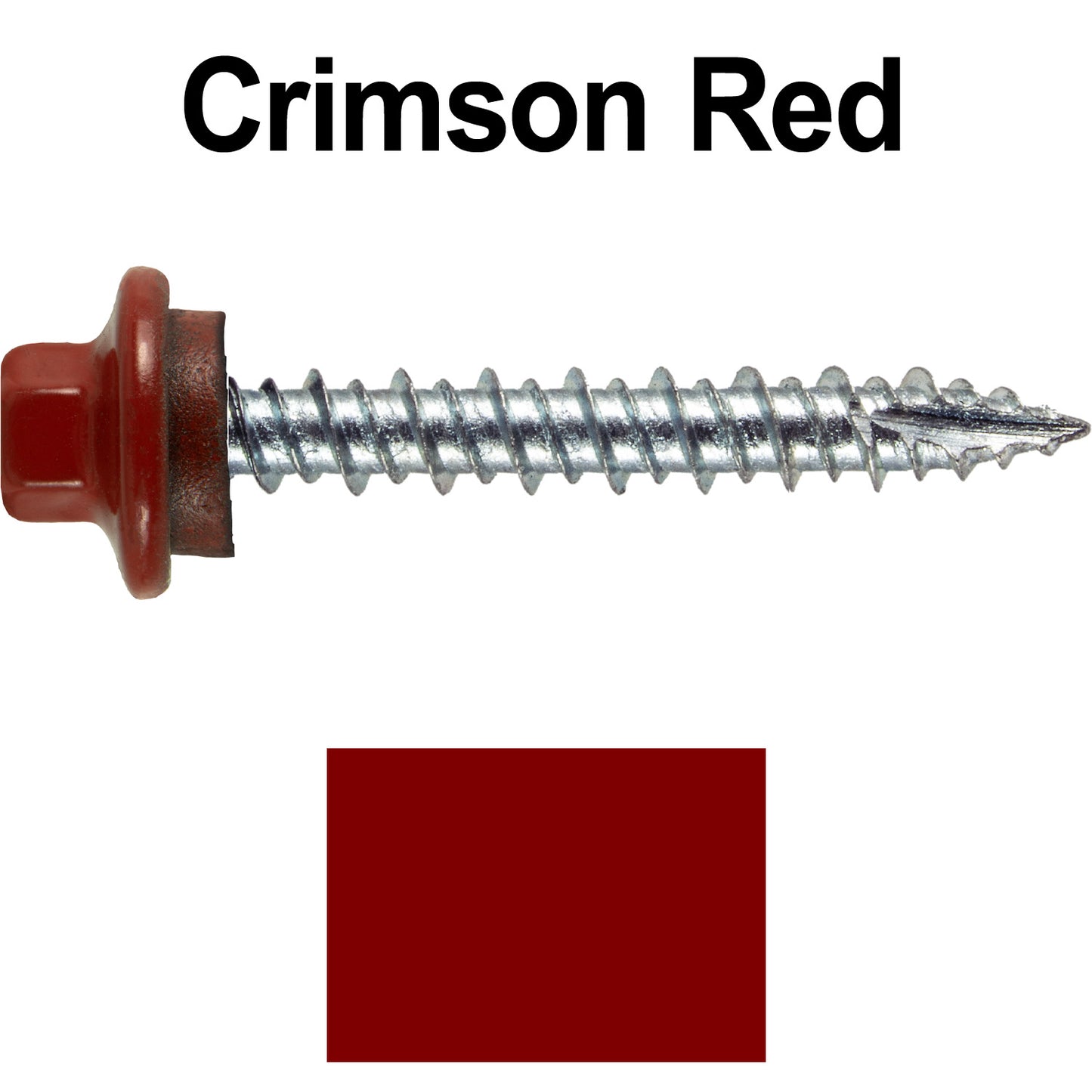 10 x 1-1/2" - STAINLESS HEX / ZINC Sheet Metal Roof Screw. Self starting metal to wood siding screws. EPDM washer. Colored head.