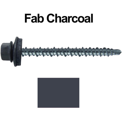 #10 x 2-1/2" Mini Driller Sheet Metal Roofing Screw - Hex Washer Head -  Self starting metal to wood siding screws. EPDM washer. Colored head.