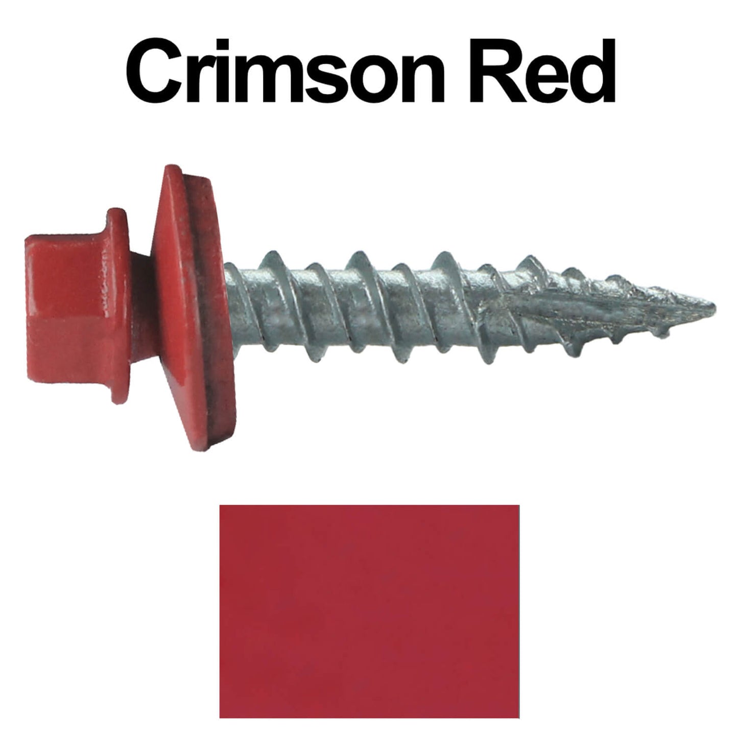 #10 x 1" Metal ROOFING SCREWS - Hex Washer Head - Self starting/self tapping - EPDM washer. Colored head.