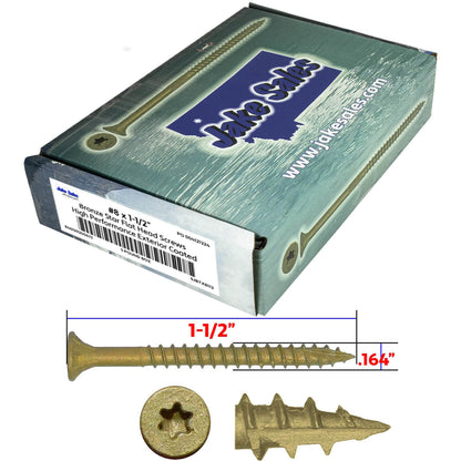 #8 x 3/4" - 2" Bronze Exterior Coated Wood Screw Torx/Star Drive Head - Multipurpose Exterior Coated Torx/Star Drive Wood Screws