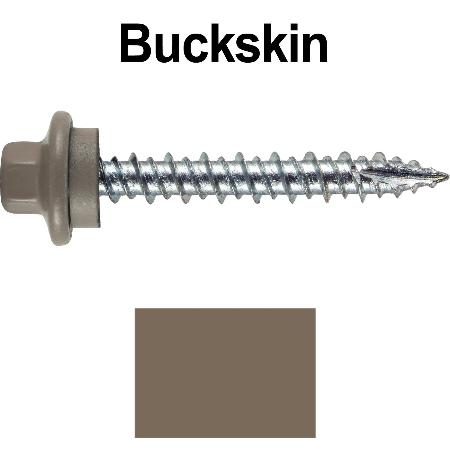 10 x 1-1/2" - STAINLESS HEX / ZINC Sheet Metal Roof Screw. Self starting metal to wood siding screws. EPDM washer. Colored head.