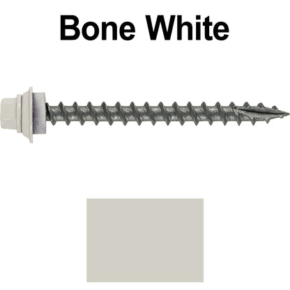 12 X 2-1/2" Metal Roofing Screws For OSB and Plywood - Galvanized Metal to Wood Type 17 Tip - 1/4" Hex Head - Assembled EPDM Washer