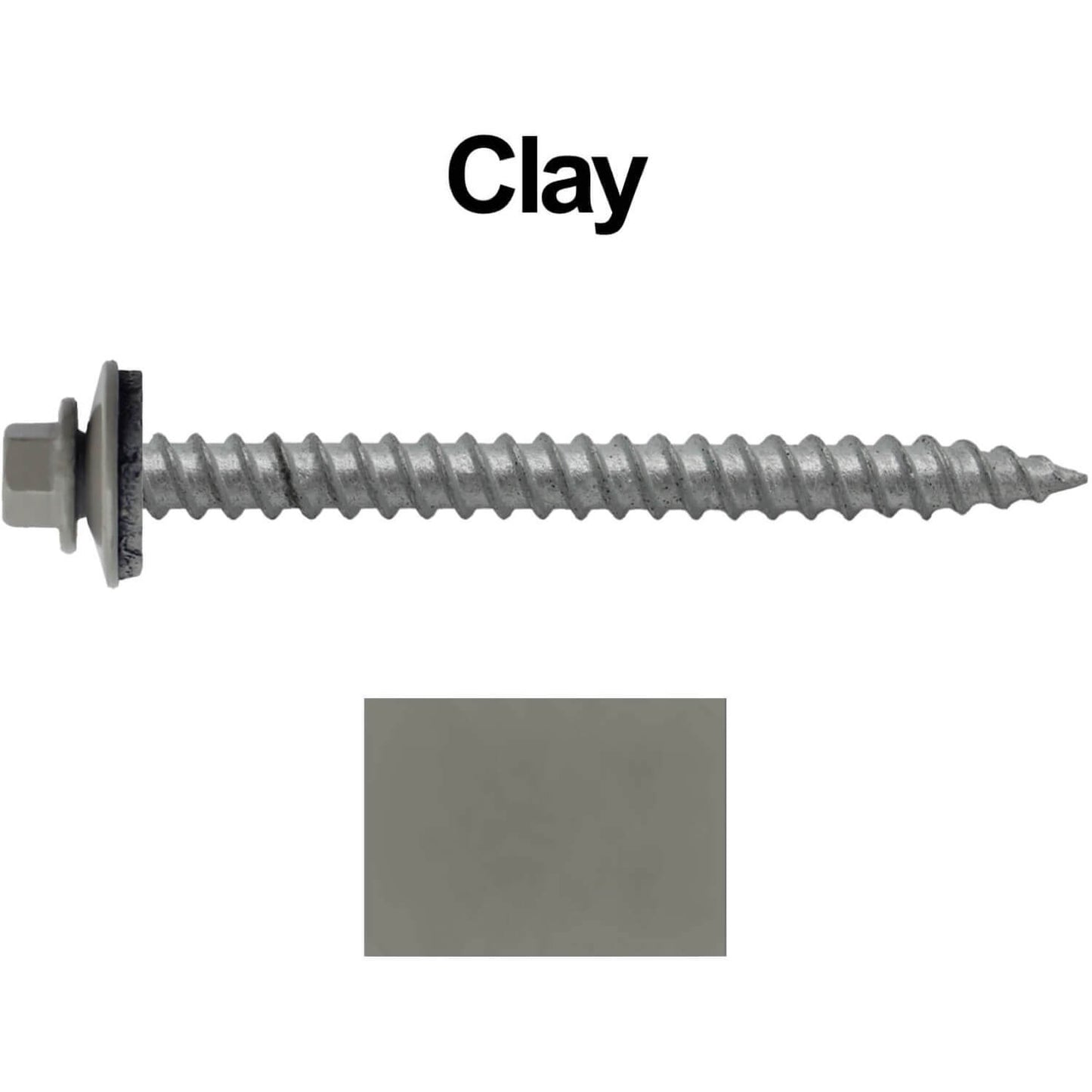 #12 x 2-1/2" RE-GRIP METAL ROOFING SCREWS - Hex Washer Head - Self starting/self tapping - EPDM washer. Colored head.