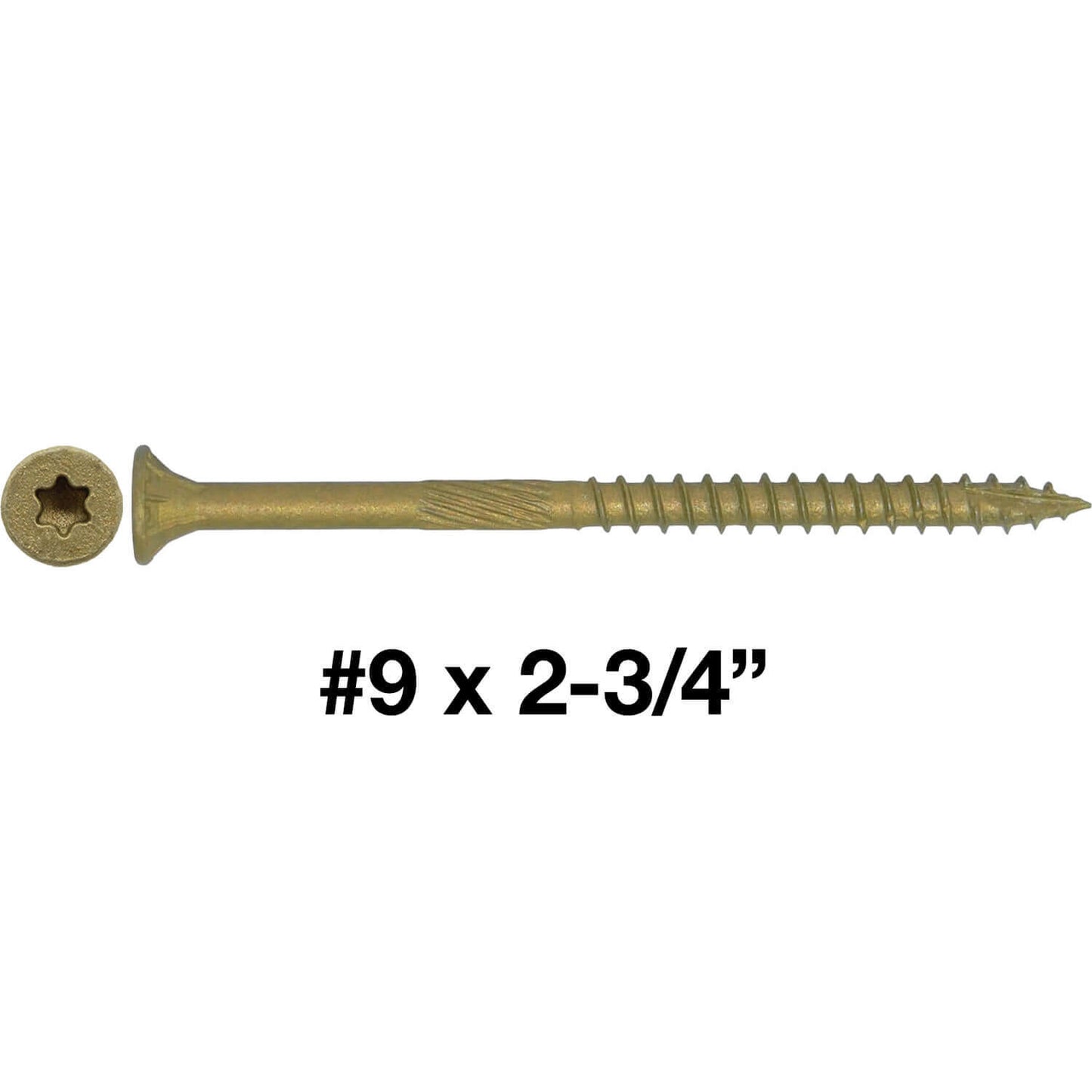 #9 x 1-1/2" - 3-1/8" Bronze Exterior Coated Wood Screw Torx/Star Drive Head - Multipurpose Exterior Coated Torx/Star Drive Wood Screws