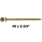 #9 x 1-1/2" - 3-1/8" Bronze Exterior Coated Wood Screw Torx/Star Drive Head - Multipurpose Exterior Coated Torx/Star Drive Wood Screws