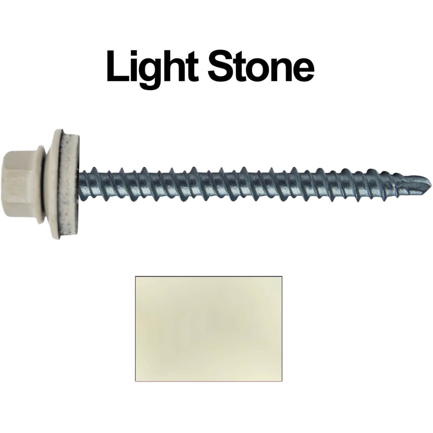 #10 x 2-1/2" Mini Driller Sheet Metal Roofing Screw - Hex Washer Head -  Self starting metal to wood siding screws. EPDM washer. Colored head.