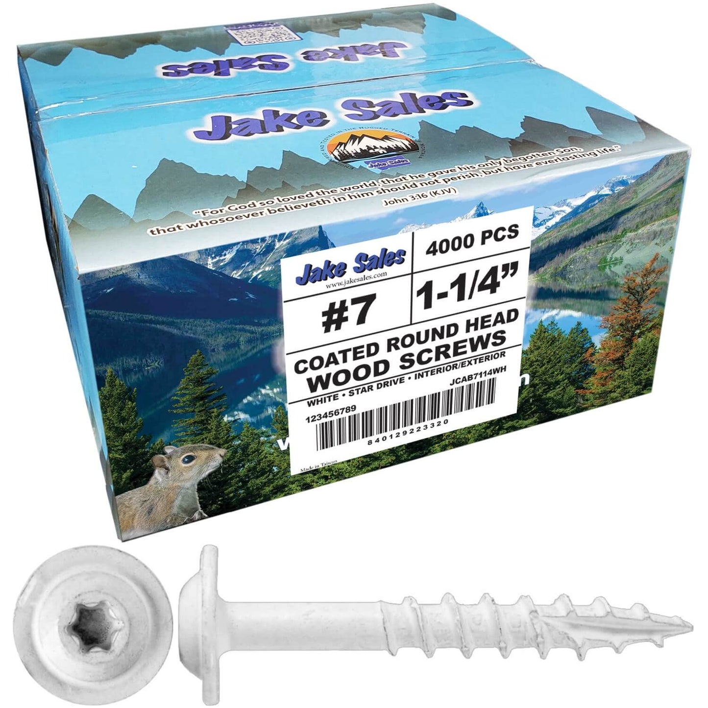 #7 Interior / Exterior Coated Round Head - Wood Screw with Torx/Star Drive Head.
