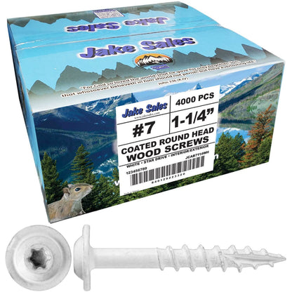 #7 Interior / Exterior Coated Round Head - Wood Screw with Torx/Star Drive Head.