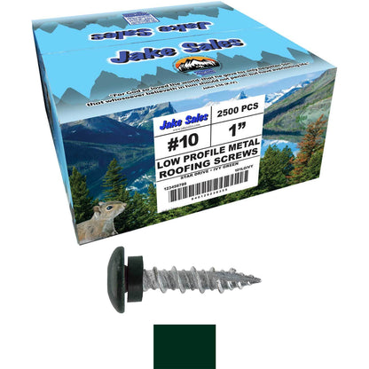 10 X 1" - LOW PROFILE Star Head Roofing Screws - HI-LO Thread - Metal To Wood - T25 Torx Drive Head - EPDM washer.